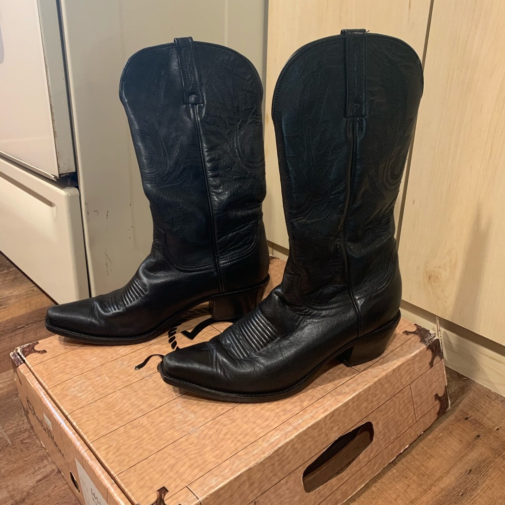 CHARLIE HORSE BLACK 10 WOMENS LEATHER COWBOY BOOTS